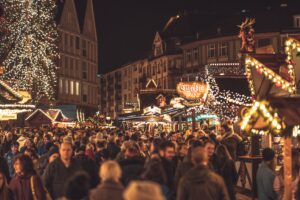 Immer schön, ein Weihnachtsmarkt besuch mit der Familie
